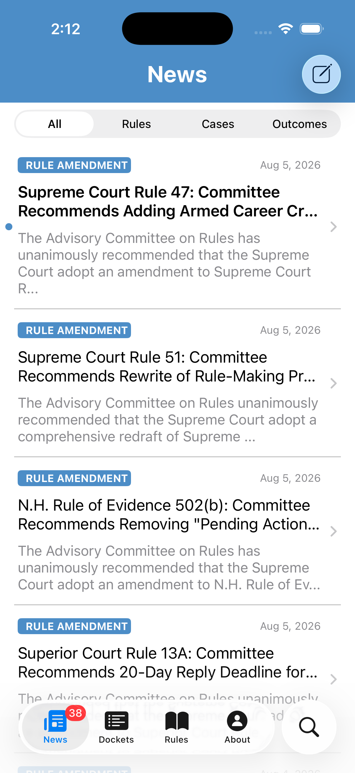 RoL-NH legal news and rule amendment feed